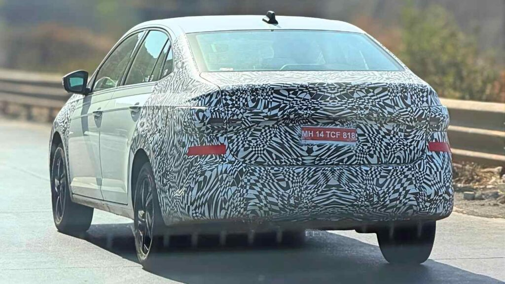 Volkswagen Virtus Facelift Spotted Rearview